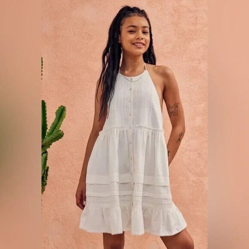 FREE PEOPLE‎ Women's Cotton Desert Days Mini Dress White Size Medium M